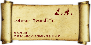Lohner Avenár névjegykártya
